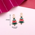Christmas tree alloy pendant with green and red enamel, gold finish, 21x11mm size - 22# Christmas Tree