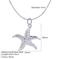 Silver starfish pendant necklace in stainless steel with elegant snake chain for women - Steel-Starfish Necklace (S8)