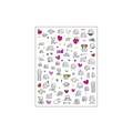 Sticker nail art relief DP-125 motifs kawaii visages de filles et icônes colorées - Style Fille Mignonne Plat (DP-125)