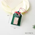 Dark green felt Christmas house ornament with wooden door and red bow, 9cm x 6cm size - Green House