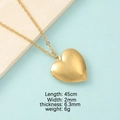Collier médaillon cœur en or 316L avec chaîne de 45 cm et mesures détaillées - Collier Coeur Mat Or (25#)