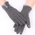 Guanti termici grigio scuro con bordo in ecopelliccia e tre bottoni per il ciclismo invernale - Stile in Pelliccia Sintetica a Tre Bottoni / Grigio