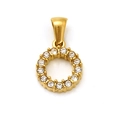 Pendentif rond minimaliste en acier inoxydable doré avec zircons micro-sertis - Lettre O (SP148G-O)