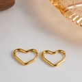 Polished 18K gold plated heart hoop earrings in stainless steel on a minimalist background - Heart Huggies / 1.6x2.0mm / Gold