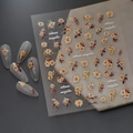 Pegatinas 5D para uñas de magnolia otoñal con relieve dorado y diseños florales suaves - Magnolia de Otoño (CO-300)