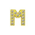 Golden 8mm crystal rhinestone alphabet M slider bead for DIY bracelets and wristbands - 8mm Gold Rhinestone Letter-M