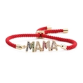 Red woven rope MAMA bracelet with gold lettering and colorful zircon stones - MAMA Simple Red Rope Bracelet
