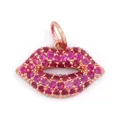 Pendentif lèvres rouges en or rose avec micro-pavé de zircons et petite boucle de suspension - Lèvres Rouges / Or rose