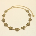 Vintage heart-shaped gold metal waist chain with baroque floral carvings and adjustable link - 19428 Antique Bronze