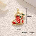 Christmas stocking pendant in gold-plated copper with red enamel and clear gemstones - Red Christmas Sock