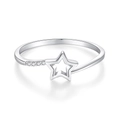 Elegant S925 sterling silver ring featuring hollow star design and sparkling zircon stones - Platinum-FDJZ-242