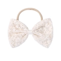 Infant lace bow headband with daisy embroidery and high elastic soft nylon band - Beige Lace Style (2)