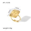 Gold plated open snake ring with cubic zirconia inlay and rectangular plate finish - Adjustable Open / Snake Relief Rectangular Plate Style (HF-J1370) / Gold