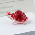 Miniature decorative turtle ornament with red transparent shell and crystal clear body - 57 Red Glass