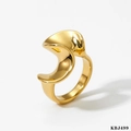 Eleganter Ring aus 316L Edelstahl mit goldenem, unregelmäßigem Geometrie-Design - Gold Gedrehter Ring (Größe 6/KBJ499)