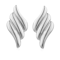 Polished silver irregular wave earrings with creative textured wing design for women - Silver Streamlined Wings