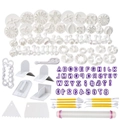 33-piece set of fondant baking tools including cutters, letter stamps and rolling pin - 114-piece Set 74091