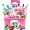 All-in-one Ice Cream Slime Kit with soft clay and glue in a pink storage box - DIY Ice Cream Kit