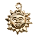 Ciondolo sole dorato con viso in rilievo per bracciali e collane fai-da-te - Sole a Rilievo