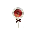 Detalle de adorno LED para tarta de Navidad con diseño de reno y lazo de cuadros rojos - Reno Feliz Navidad
