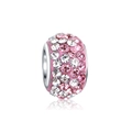 Pink and white crystal pavé charm bead for DIY charm bracelets and necklaces - Cylinder Pave