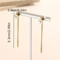 Orecchini pendenti in acciaio con perle bianche da 6mm e catenelle dorate da 5,3cm - Oro
