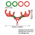 Inflatable Christmas reindeer antler toss game set with red hat and colorful rings - Red Reindeer Antler Ring Toss (4 Rings)