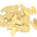 Bulk gold oval stainless steel charms with single hole for jewelry making - Gold Color Oval 5x12mm