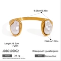 Bracelet en acier inoxydable doré avec deux grandes perles baroques et mesures précises - Jonc à Deux Perles Baroques