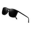 Gafas de sol polarizadas cuadradas con montura negra y detalle en rojo y verde - Montura Negro Mate Patillas Rojas Lentes Grises