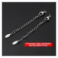 Silver stainless steel extension chain with lobster clasp and teardrop tag - Waterdrop Plate Style Extension Chain (Silver)