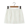 Gonna a trapezio floreale stile francese a vita alta con motivi rosa su fondo crema - S / Gonna