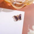 Purple crystal butterfly pendant with gold frame and small diamonds for jewelry DIY - Violet