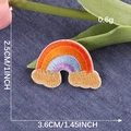 Rainbow embroidered patch with colorful stripes and yellow cloud for clothing accessories - Self-Adhesive Rainbow