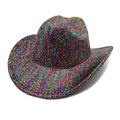 Colorful glitter woven western cowboy hat for party with vibrant metallic fibers - Stripe Multi-color