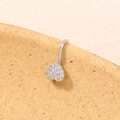 Silver non-piercing heart nose ring with inlaid stones on a textured background - Gems Heart (SE1436)