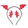Three-piece red bat wing headbands and clips set with a high-gloss finish for Halloween - Red Bat Headband + #1 Bat Hair Clips