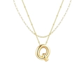 Poliertes goldene Halskette mit Q-Blasenanhänger und stilvoller doppelter Kette - Doppelte Büroklammerkette Q / Gold