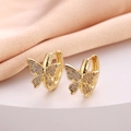 Elegant gold plated butterfly hoop earrings with sparkling cubic zirconia stones - Sweet Pave Butterfly