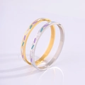 Titanium steel bangles with colorful enamel hearts in gold and silver finishes - Silver Cloud Style