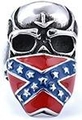 Detailed front view of a punk skull ring featuring a colorful vintage face pattern - US 15 / Masked Pattern Style (22507) / Masked Pattern Style