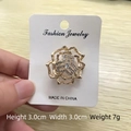 Elegant gold flower brooch with sparkling crystals and hollowed-out layered petals - 3D Hollow Flower