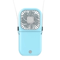 Portable light blue foldable neck fan and mini power bank with four LED indicators - Basic Blue