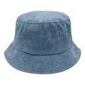 Cappello a secchiello invernale in velluto a coste blu grigio con trama vintage e calda - M(56-58cm) / Azzurro