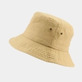 Khaki cotton canvas bucket hat with metal eyelets shown from a 45-degree angle view - M (56-58cm) / Khaki