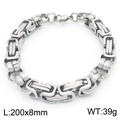 Bracciale bizantino da uomo 8mm in acciaio inossidabile lucido con chiusura a moschettone - Colore Acciaio (KB186461-Z)