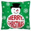 Green Christmas pillow case with snowman pattern and Merry Christmas text - Style 15-Green Snowman Merry Christmas