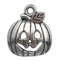 Silver pumpkin charm pendant with hanging loop for Halloween jewelry making - 1pc Halloween Pumpkin 15x18mm (Antique Silver)