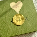 Green embossed gift box with Happy Birthday gold label and heart tag for Christmas - English Birthday Style 1 / Gold
