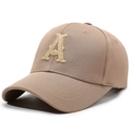 Fashionable coffee brown baseball cap with premium letter A embroidery and structured crown - Adjustable / Deep Beige